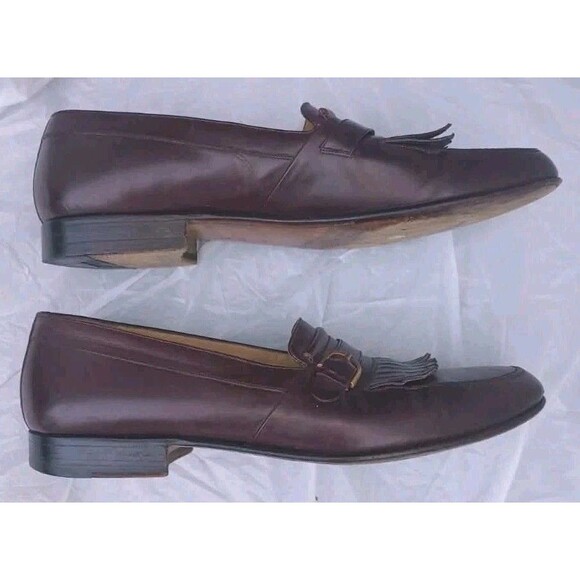 Bally Arciduca Burgundy Leather Buckle Fringe Loafer Men 11B Shoes Made in Italy main image 4